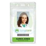 Vertical Clear Vinyl Badge Holders with Fold-Over Flap