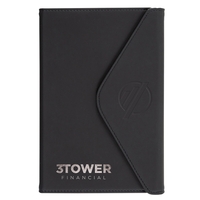 Smooth vinyl wrap-around magnetic closure journal with deboss imprint and...