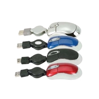 3D mini optical USB mouse w/retractable cord