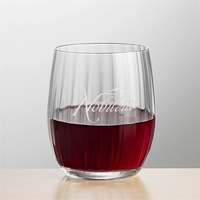 Beautiful Lead Free Crystalline Stemless Wine glass features subtle ripples...