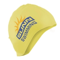 Silicone pms matched swimming cap is durable and silkscreened one color......