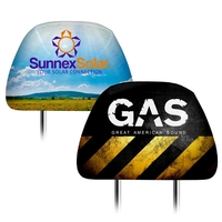 Inside car advertising has limited available space and these headrest...