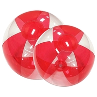 Inflatable Translucent Red and Clear Beach Ball, 12", 16" deflated.,...