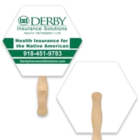 Hexagon shape fan with wood handle ( wood stick) attached.... from ASI 93520...