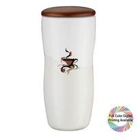 12 oz. Ceramic Tumbler with Wooden Lid