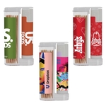 Wooden Toothpicks in a Rectangular Flip-Top Duo w/ Natural L