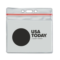 3" x 4" horizontal vinyl pouch with zipper and customization.... from ASI...