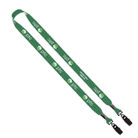 3/4" x 16" recycled PET double-ended lanyard with a metal bulldog... from ASI...