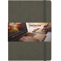 Journal with full-color graphic wrap and flexible, fabric-like vinyl covers,...