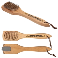 12" rubber wood-handled grill brush with stainless steel accents.... from ASI...