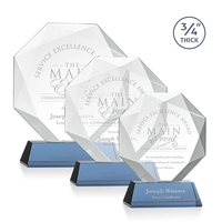 Starfire octagon shape award with faceted edges on a tall tapered... from ASI...