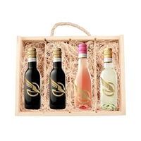 Rustic Laser Engraved Wood Box with 4 Etched Mini Wines... from ASI 30223 A...