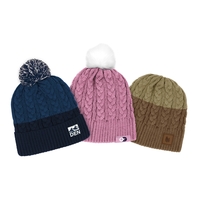 Pantone matched cable knit beanie with ability to add stripes, woven... from...