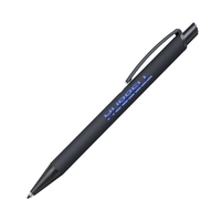 Sleek matte black metal pen with a rubberized coating for a... from ASI 84592...