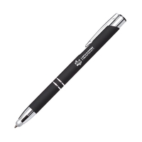 Contemporary metal clicker pen with sleek rubberized grip and barrel in......