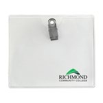 Horizontal Clip-On Clear Vinyl Badge Holder, 4.25" x 3.5"