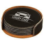 Round Leatherette Coaster Set