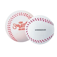 White 2 1/2" dia. or 2 3/4" baseball shaped stress balls... from ASI 31977...