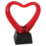6.5" Red Heart Art Glass with Black Base