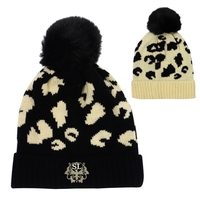 Leopard print pom beanie for keeping you warm and stylish on... from ASI...
