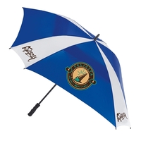 Square design vented technology umbrella with 62" arc, fiberglass shaft...