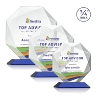 Starfire octagon shape award with faceted edges on a Blue base.... from ASI...