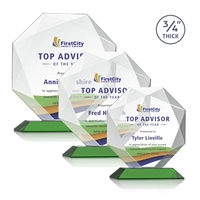 Starfire octagon shape award with faceted edges on a Green base.... from ASI...