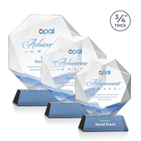 Starfire octagon shape award with faceted edges on a tall tapered... from ASI...