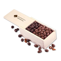 Wooden collector's box filled with milk & dark chocolate covered almonds.......