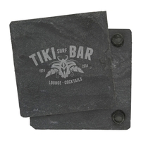 Square slate stone coaster made from natural stone with 1 color... from ASI...