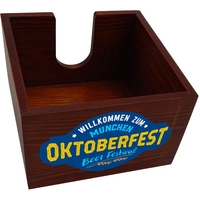 5.54" x 5.54" x 4.36" square shaped cherry wood napkin holder.... from ASI...