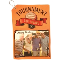 12" x 17.5" custom printed golf towel with grommet and clip.... from ASI...