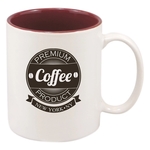 11 oz. White/Maroon Ceramic Mug