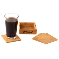 Square Bamboo Coaster Set comes with 4 square bamboo coasters and... from ASI...