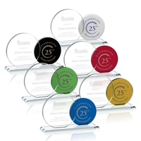 Starfire Award with 4" and 5" diameter round crystal mounted on... from ASI...