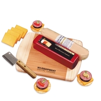 Cheese and sausage gift set on imprinted cutting board.... from ASI 68680...
