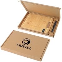 Two-tone bamboo cutting board with stainless steel paring knife gift box......