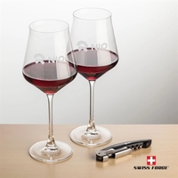 Giftset includes 2 Bretton Stemmed wine glasses and Swiss Force®...