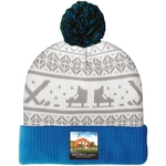 Knit Beanie with Pom and Ribbed Cuff (Printed Logo)