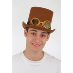 Deluxe Felt Steampunk Top Hat w/Goggles