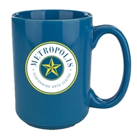 15 oz. Hawaiian blue colored mug with handle and customization.... from ASI...