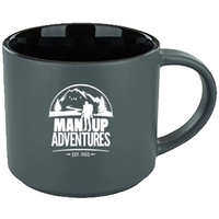 16 oz. mug with a satin gray exterior, glossy black interior.... from ASI...