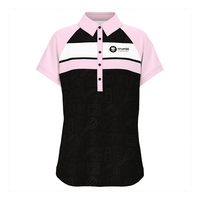 Polyester and spandex imported women's dye sublimated polo shirt in sizes......