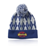 Diamond Pattern Knitted Pompom Beanie