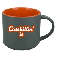 16 oz. mug with a satin gray exterior, glossy orange interior.... from ASI...