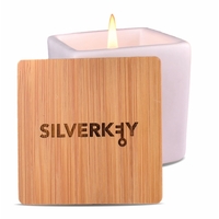 Elegant 3 oz soy candle in square ceramic with bamboo lid... from ASI 72657...