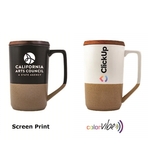 15 oz. Two-Tone Ceramic Mug with Wood Lid