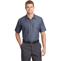 Red Kap Short Sleeve Striped Industrial Work Shirt.