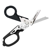 Multifunctional folding medical shears that include strap cutter, ruler,...