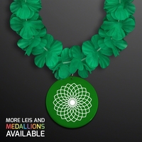 Green Flower Lei Necklace with Medallion (Non-Light Up)